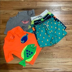 Toddler Boy 2T swim trunks & rash guard bundle